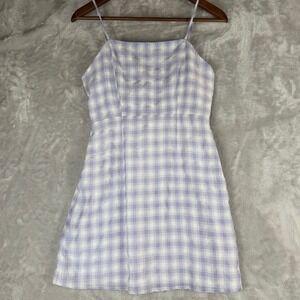 Spring Cottagecore lavendar Plaid Mini Dress Spaghetti Straps southern charm XS